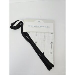 Little Unicorn Cotton Muslin Bandana Bib Black White arrow Pattern NEW 2 pack